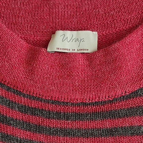 Wrap London Luxurious Soft Alpaca Sweater Striped Neck Zip Relaxed Fit Large - Picture 7 of 10